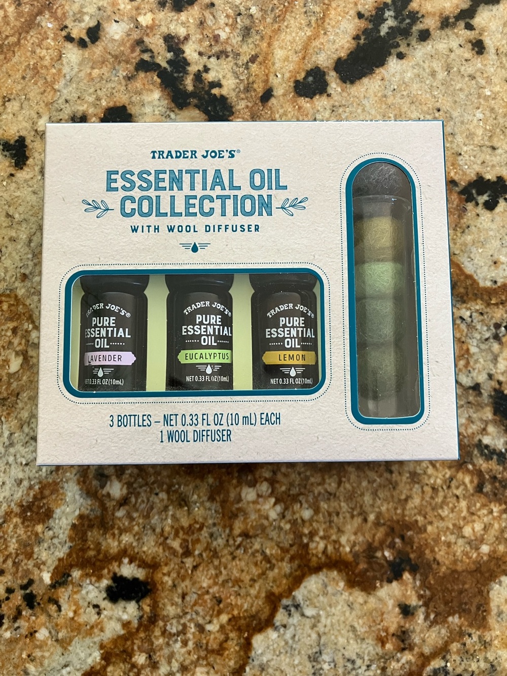 Rare Trader Joe’s Essential Oil Collection with wool diffuser eucalyptus